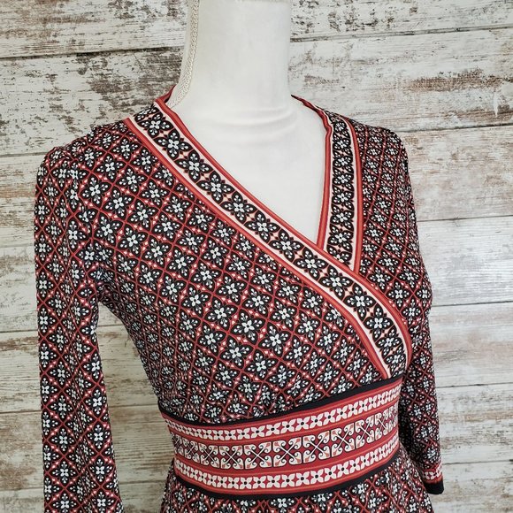 MAX STUDIO Geo Print 3/4 Sleeve Midi Dress - Picture 4 of 11